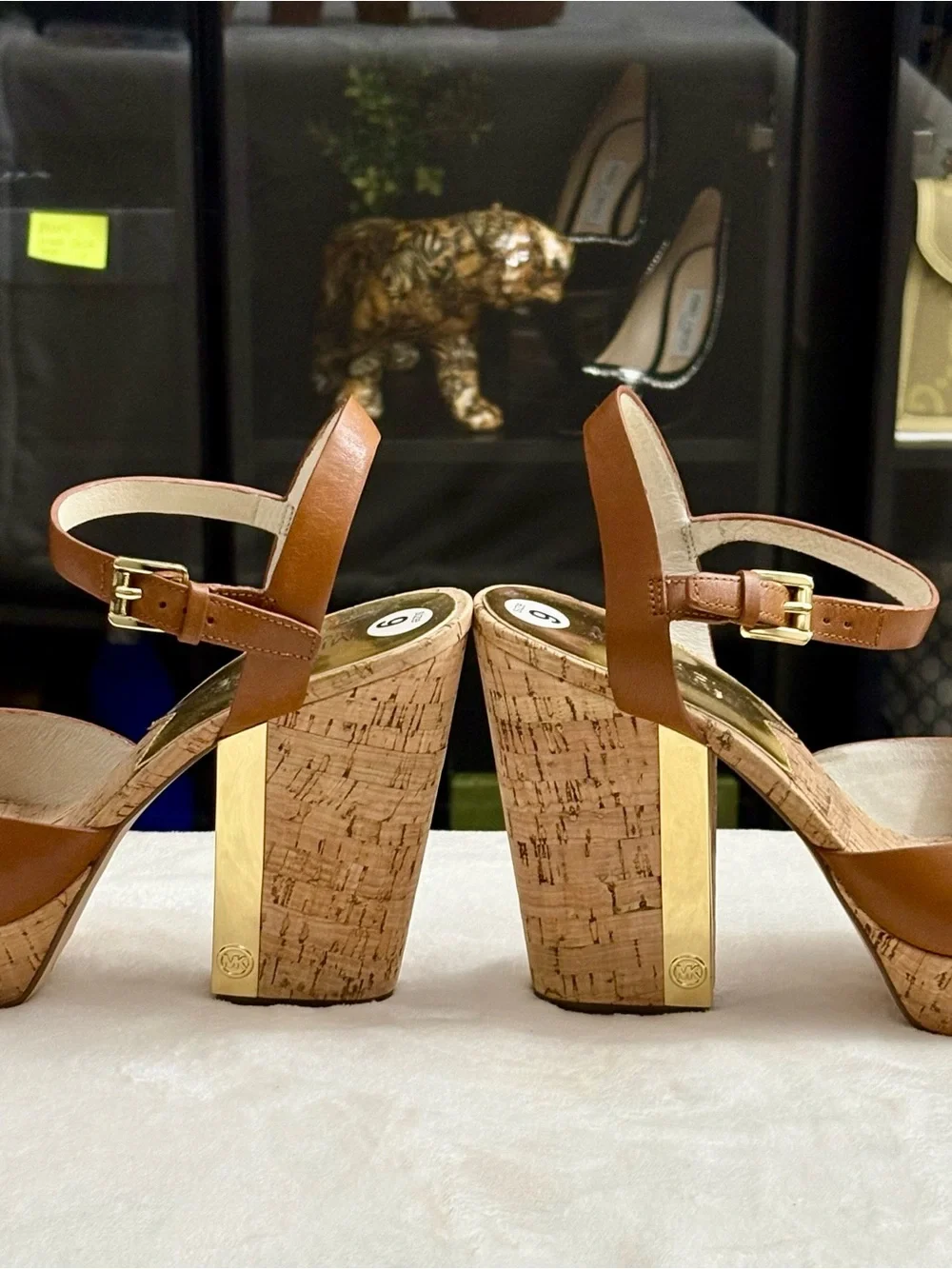 Michael Kors Natalia Open Toe Platform Sandal — Walnut, Size 9 Women shoes.
